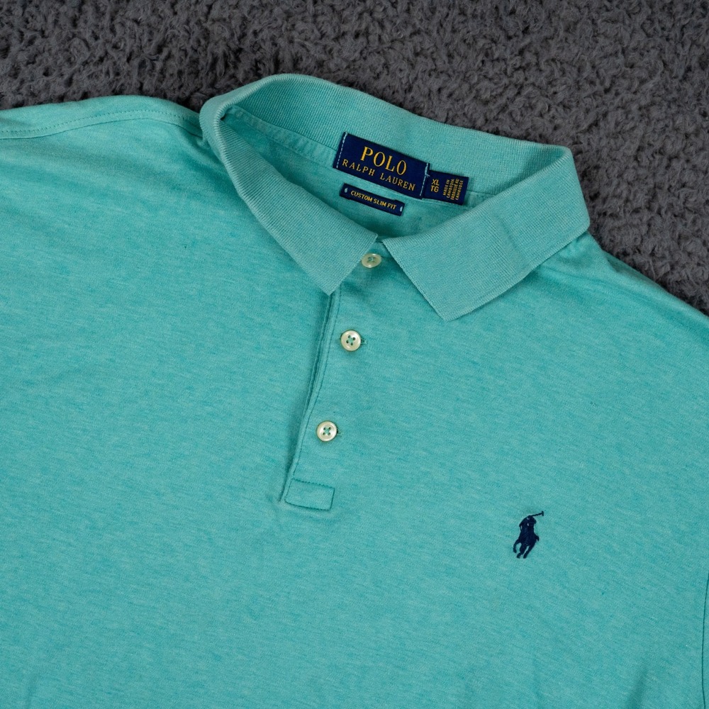 Polo Ralph Lauren Shirt Mens XL‎ Green Polo Custom Slim Fit Preppy Classic Mint